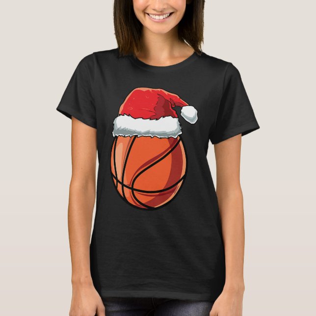 Christmas Santa Hat Basketball Player Funny Boys X T-Shirt (Front)