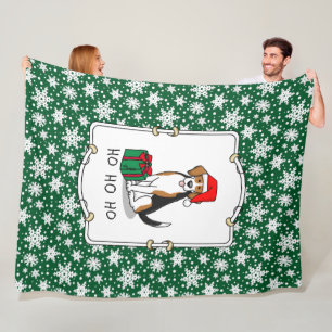 Christmas Santa Hat Beagle (tri color 3) Dog Cute Fleece Blanket