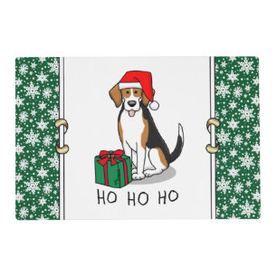 Christmas Santa Hat Beagle (tri color 3) Dog Cute Placemat