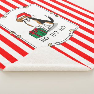 Christmas Santa Hat Beagle (tri color 3) Dog Cute Sherpa Blanket