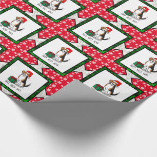 Christmas Santa Hat Beagle (tri color 3) Dog Cute Wrapping Paper