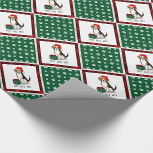 Christmas Santa Hat Beagle (tri color 3) Dog Cute Wrapping Paper