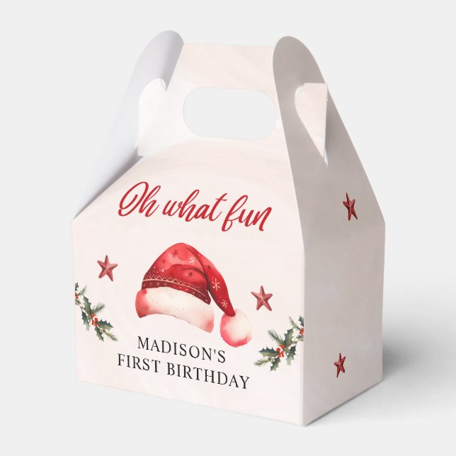 Christmas Santa Hat Birthday Party Favor Boxes (Front Side)