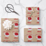 Christmas Santa Hat & Custom Name Pattern Kraft Wrapping Paper Sheets<br><div class="desc">A festive illustration of a Santa hat accompanied with "Merry Christmas" and custom name with kraft brown paper look background. Ideal for Christmas gifts and decor. Customize the text and make it your own.</div>