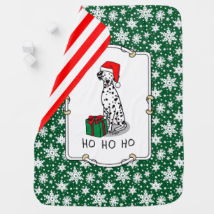 Christmas Santa Hat Dalmatian Dog (black 1) Cute Baby Blanket