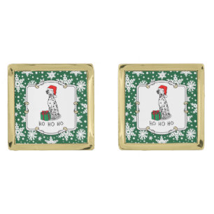 Christmas Santa Hat Dalmatian Dog (black 1) Cute Cufflinks