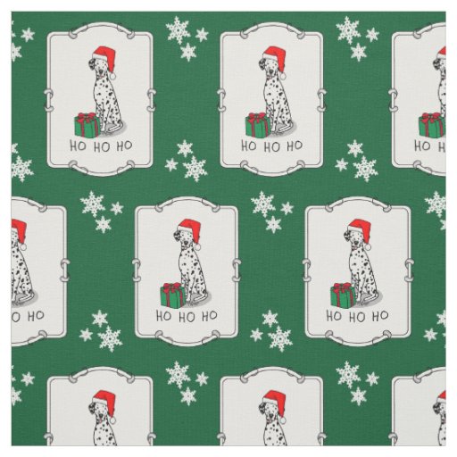 Christmas Santa Hat Dalmatian Dog (black 1) Cute Fabric