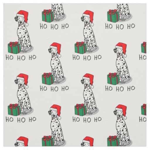 Christmas Santa Hat Dalmatian Dog (black 1) Cute Fabric