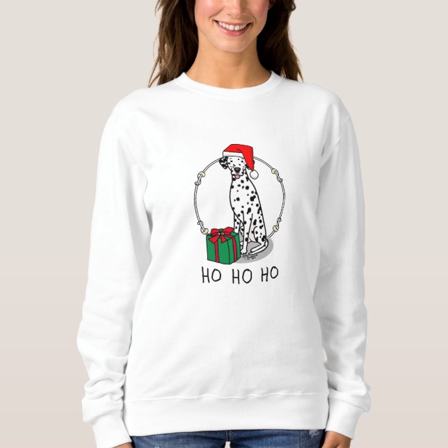 Christmas Santa Hat Dalmatian Dog (black 1) Cute Sweatshirt (Front)