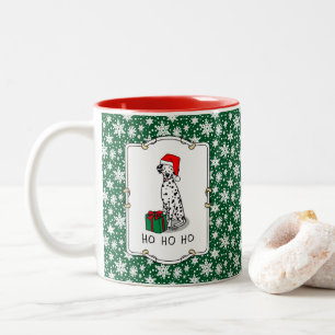 Christmas Santa Hat Dalmatian Dog (black 1) Cute Two-Tone Coffee Mug