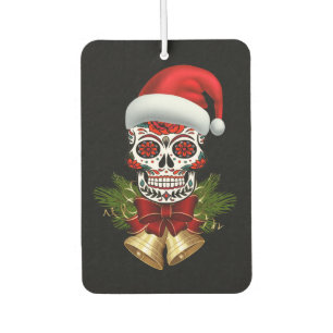 Christmas Santa Hat Day Of The Dead Sugar Skull Air Freshener