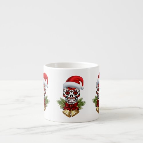 Christmas Santa Hat Day Of The Dead Sugar Skull Espresso Cup