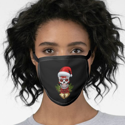 Christmas Santa Hat Day Of The Dead Sugar Skull Face Mask