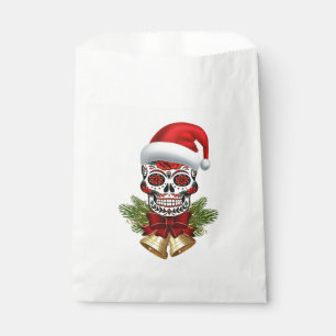 Christmas Santa Hat Day Of The Dead Sugar Skull Favor Bag