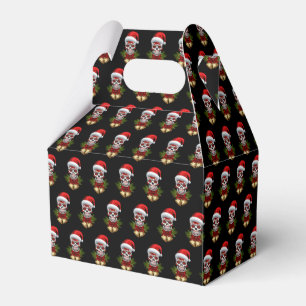 Christmas Santa Hat Day Of The Dead Sugar Skull Favor Boxes