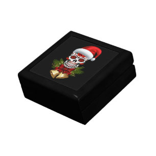 Christmas Santa Hat Day Of The Dead Sugar Skull Gift Box