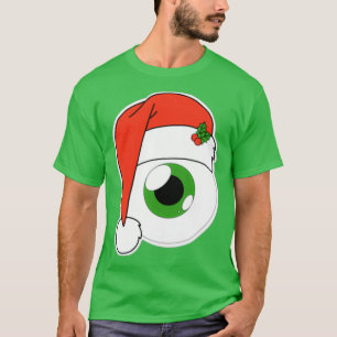 Christmas Santa Hat Eyeball Green Iris 2 T-Shirt