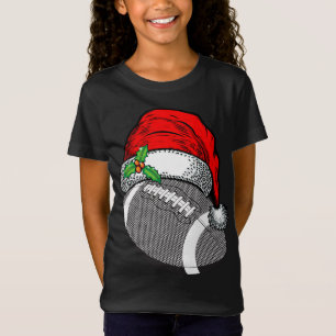 Christmas Santa Hat Football Sport Funny Gift T-Shirt