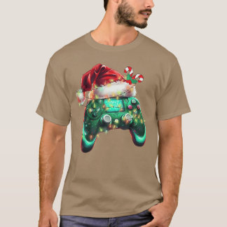 Christmas Santa Hat Gamer Controller Video Game Bo T-Shirt