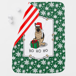 Christmas Santa Hat German Shepherd Dog Cute Baby Blanket