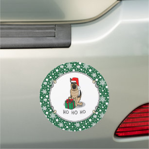Christmas Santa Hat German Shepherd Dog Cute Car Magnet