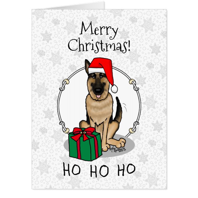 Christmas Santa Hat German Shepherd Dog Cute Card (Front)