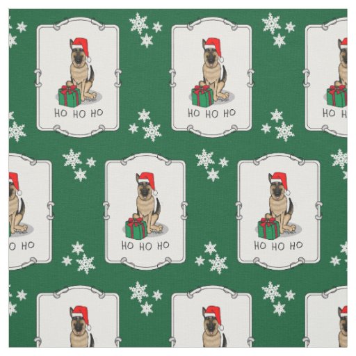 Christmas Santa Hat German Shepherd Dog Cute Fabric