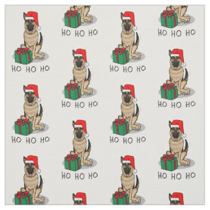 Christmas Santa Hat German Shepherd Dog Cute Fabric