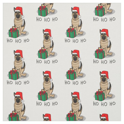 Christmas Santa Hat German Shepherd Dog Cute Fabric