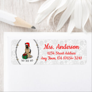 Christmas Santa Hat German Shepherd Dog Cute Label