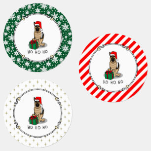 Christmas Santa Hat German Shepherd Dog Cute Labels
