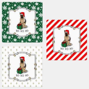 Christmas Santa Hat German Shepherd Dog Cute Labels