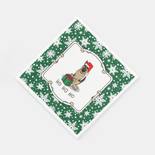 Christmas Santa Hat German Shepherd Dog Cute Napkins