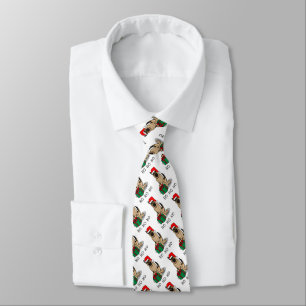 Christmas Santa Hat German Shepherd Dog Cute Neck Tie