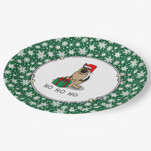 Christmas Santa Hat German Shepherd Dog Cute Paper Plates