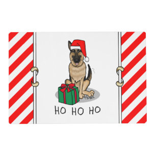 Christmas Santa Hat German Shepherd Dog Cute Placemat