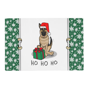 Christmas Santa Hat German Shepherd Dog Cute Placemat
