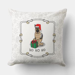 Christmas Santa Hat German Shepherd Dog Cute Throw Pillow