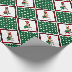 Christmas Santa Hat German Shepherd Dog Cute Wrapping Paper