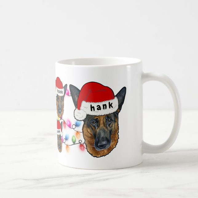 Christmas Santa Hat German Shepherd Dog Lover Coffee Mug (Right)