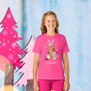 Christmas Santa Hat Gingerbread Alphabet I Girl's T-Shirt
