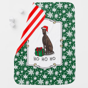 Christmas Santa Hat Greyhound Dog (brindle) Cute Baby Blanket