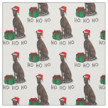 Christmas Santa Hat Greyhound Dog (brindle) Cute Fabric