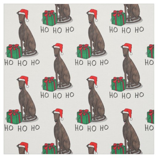 Christmas Santa Hat Greyhound Dog (brindle) Cute Fabric
