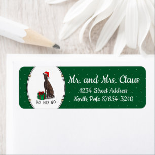 Christmas Santa Hat Greyhound Dog (brindle) Cute Label