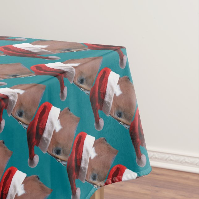 Christmas Santa Hat Horse Tablecloth (In Situ)