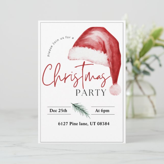 Christmas Santa Hat Invitation (Standing Front)
