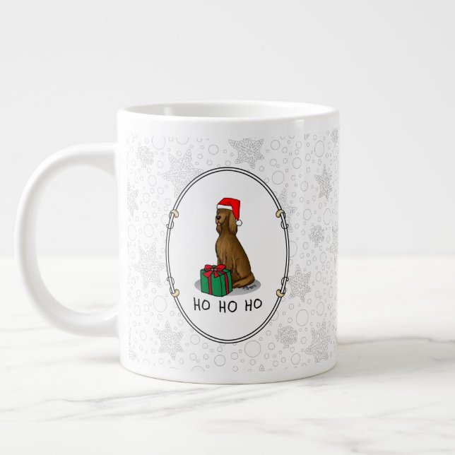 Christmas Santa Hat Irish Setter Dog (red 1) Cute Giant Coffee Mug (Left)