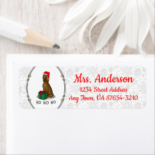 Christmas Santa Hat Irish Setter Dog (red 1) Cute Label