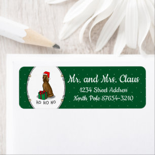 Christmas Santa Hat Irish Setter Dog (red 1) Cute Label